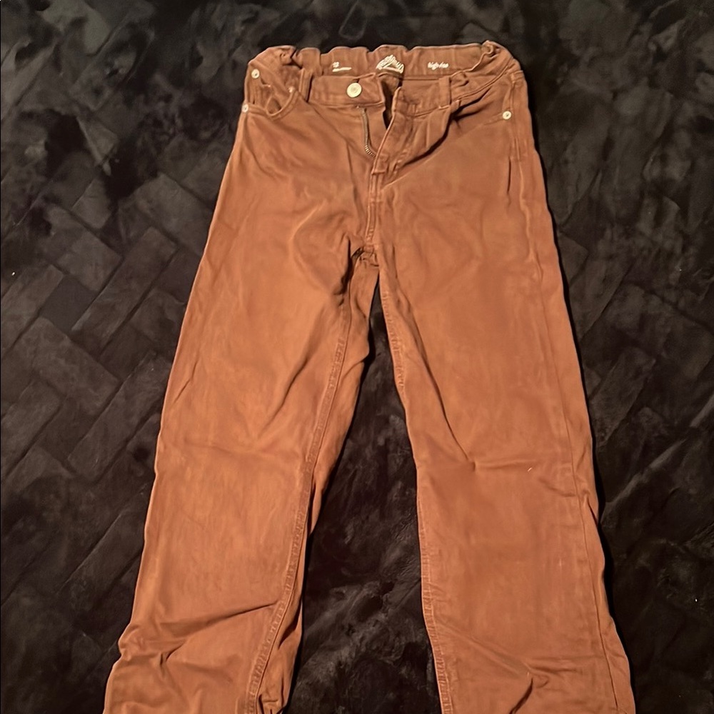 Casual Brown Corduroy Bottoms with Straight Leg